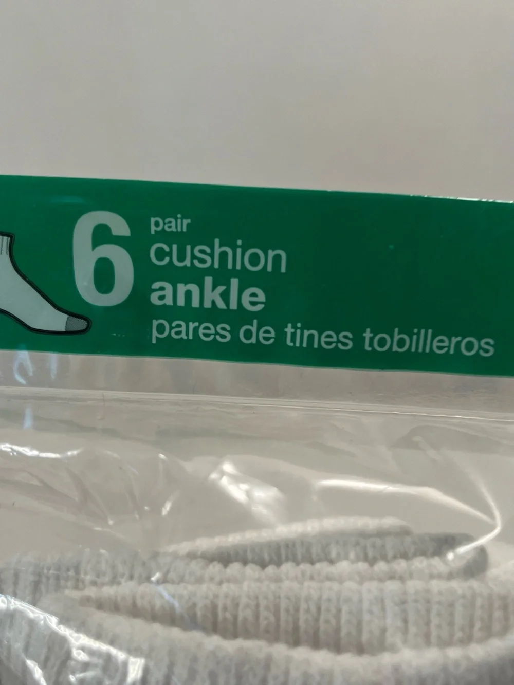 Hanes Men’s 6-Pack Cushion Ankle Socks - White with Gray Heel